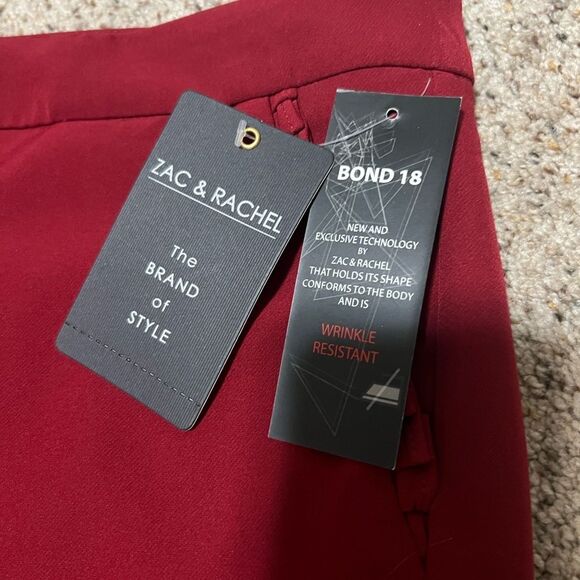 Zac & Rachel Bond 18 Garnet Red Ruffle Detail Slim Ankle Dress Pants Size 14 NWT - Picture 6 of 10